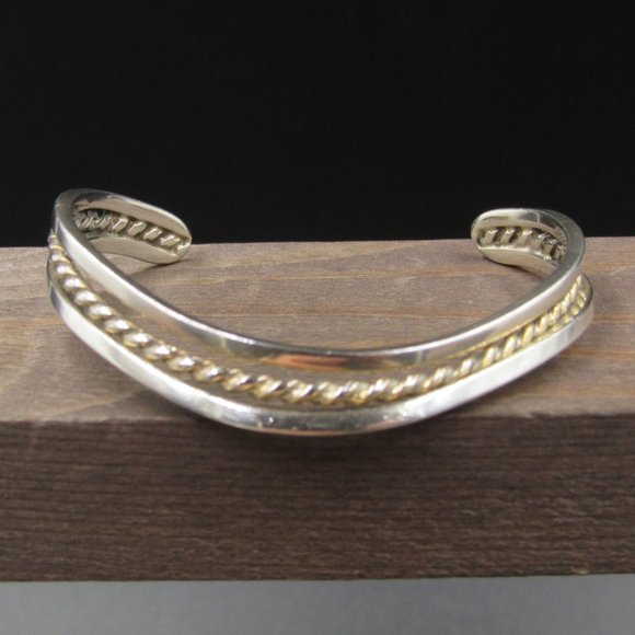 Jewelry - 6" Sterling Silver Curved Braid Cuff Bracelet Vintage